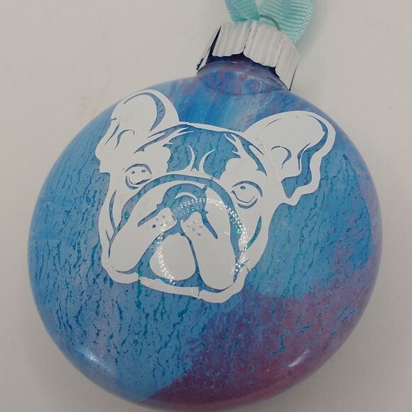 Ornament French Bulldog Dog Christmas Decorations Plastic Bulb Hand Made - Picture 1 of 6
